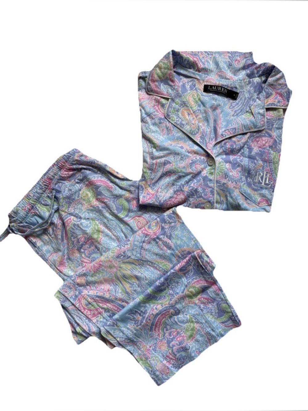 Lauren Ralph Lauren 2PC Blue/Purple/Pink Paisley Capri Pajama Set XL